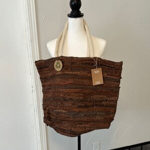 Studio Mabelle Oversized Brown Woven Tote Bag NWT